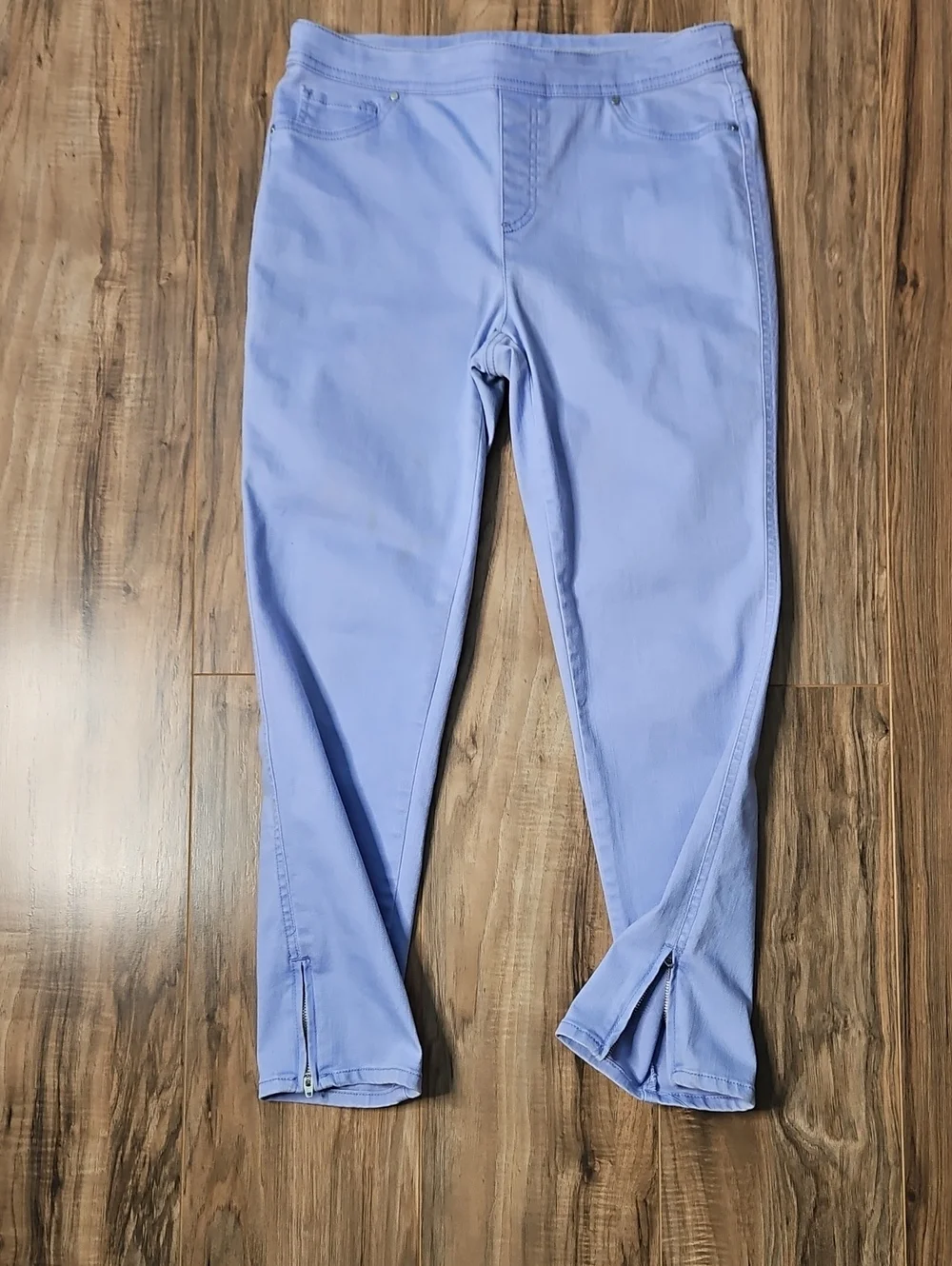 Chicos Womens Perfect Stretch Periwinkle Ankle Zip Jeans Size 0 Small 4